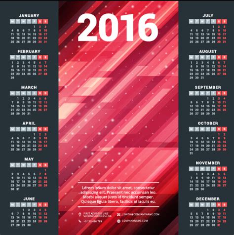 2016 company calendar creative design vector 02 free download