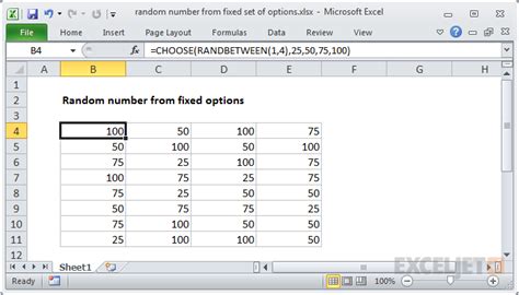 Random number from fixed set of options - Excel formula | Exceljet