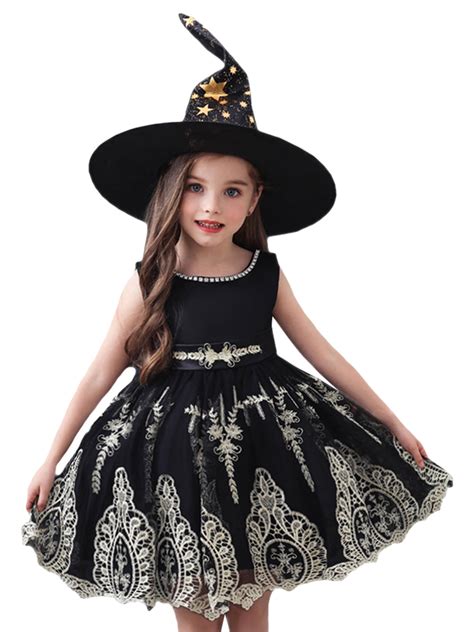 Biekopu Halloween Toddler Girl Witch Costume Sleeveless Lace Dress with ...