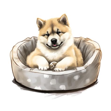 Premium AI Image | cute watercolor Akita dog breed illustration