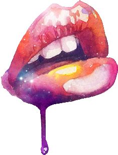 Tongue - Lips Tattoo Watercolor, HD Png Download - Original Size PNG Image - PNGJoy