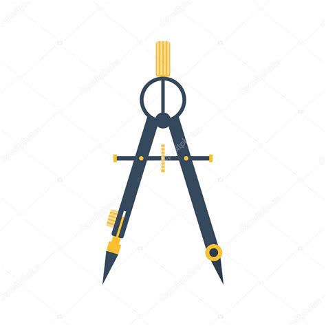 Drawing compass. Flat icon vector. Technical tool architect, eng Stock Illustration by ...