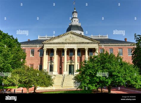 Maryland State Capital building in Annapolis, Maryland on summer afternoon. It is the oldest ...