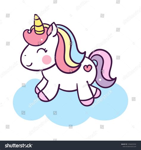 Illustration Unicorn Cartoon Stock Vector (Royalty Free) 1256025592 ...