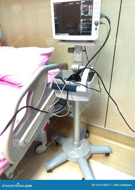 Vital Signs Monitoring Display In ICU Showing Heart Rate, Pulse , And ...