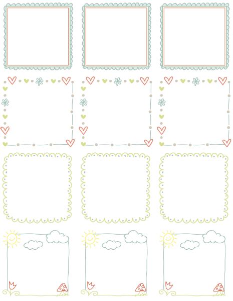 Printable Doodle Borders Labels by InkTreePress | Free printable labels ...