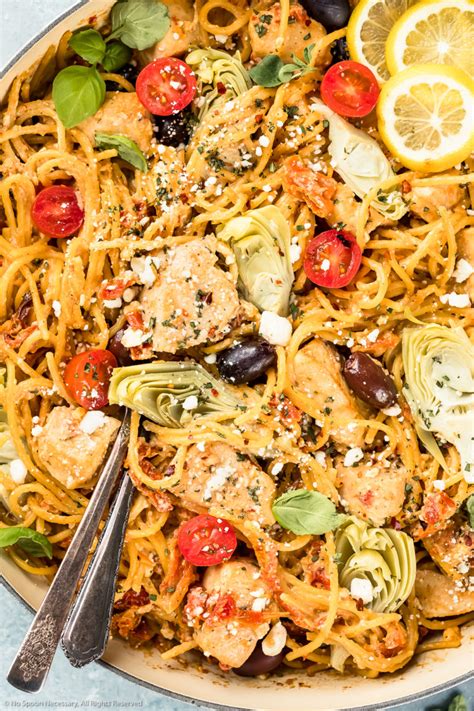 Mediterranean Pasta Recipe with Chicken - No Spoon Necessary