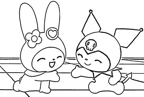 Happy My Melody and Kuromi coloring page - Download, Print or Color ...