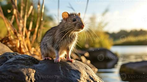 Close-up photo of a Rat looking in their habitat. Generative AI ...