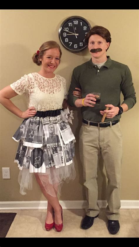 Leslie Knope and Ron Swanson Costume | Funny couple halloween costumes ...