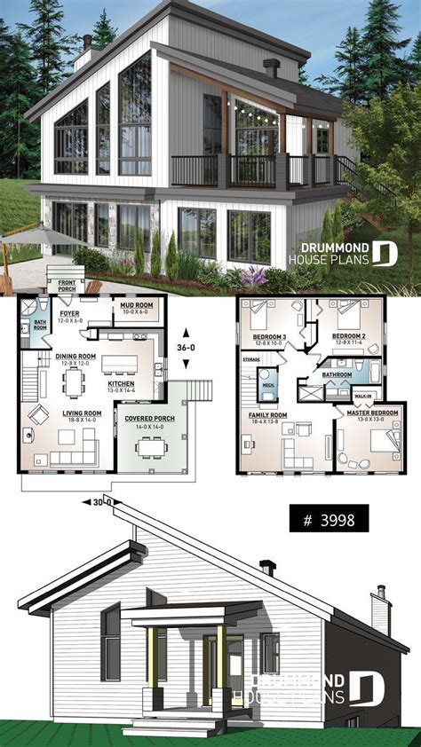 Ski Chalet Hausplan Inverted Living und Panoramablick in 2022 | Country ...