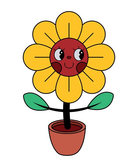 personaje retro de dibujos animados de flores 11234280 Vector en Vecteezy