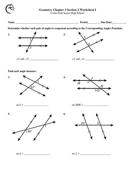 Geometry Angle Pairs Worksheet - Printable Word Searches