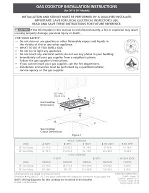 Fillable Online Gas Cooktop Installation Guide 318201458A (rev C). Gas Cooktop Installation ...