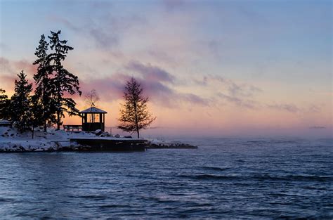 HD wallpaper: body of water, sweden, winter, bay, fog, dawn, sea ...