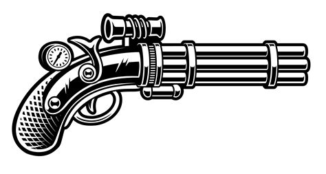 Vector illustration of handgun in steampunk style 539231 Vector Art at ...