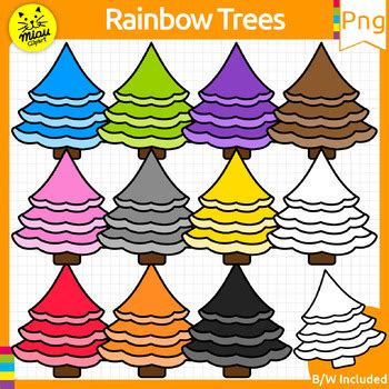 Christmas Rainbow Colors Tree Clipart | Patterns | PNG by Miau clipart