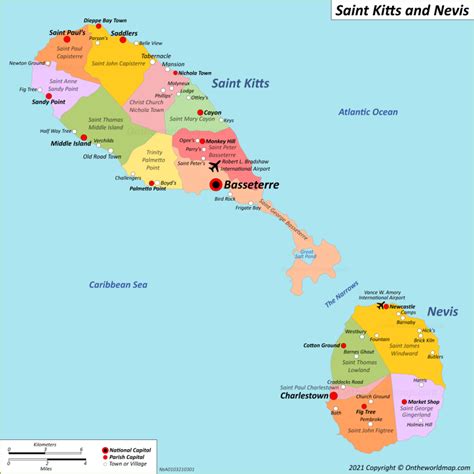 Saint Kitts and Nevis Map | Maps of Federation of Saint Christopher and ...