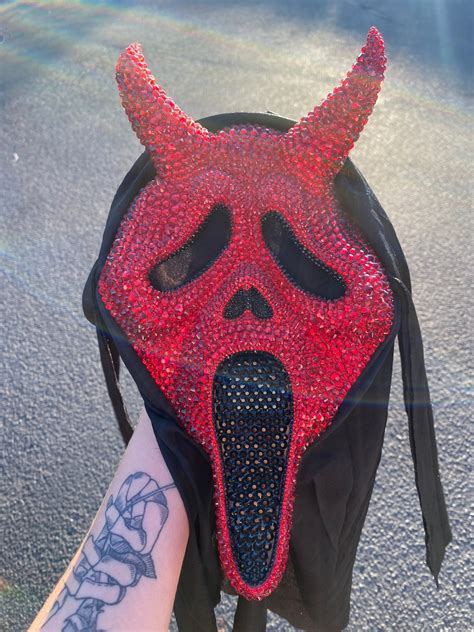 Rhinestone RED DEVIL Ghostface Scream Mask - Etsy