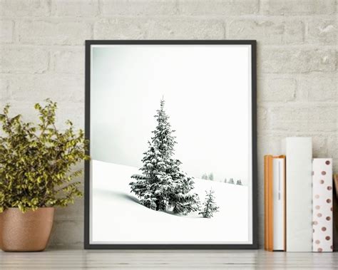 Snowy Landscape Winter Black White Set of 2 Photo Printable | Etsy