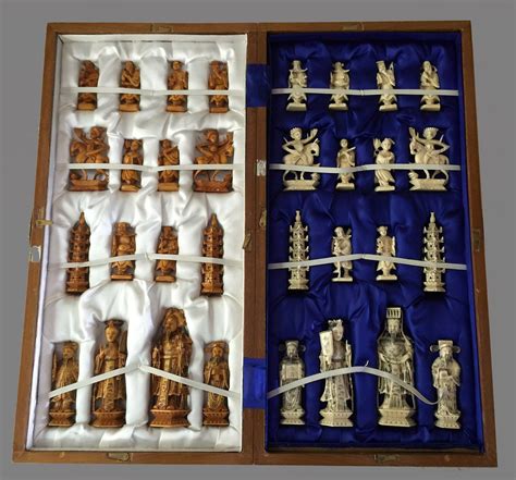 Antique Chinese Deity Chess Set | Chess set, Chess game, Chess board