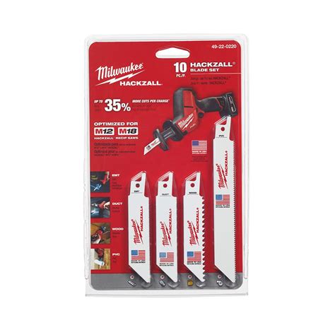 Milwaukee Assorted M12 Hackzall Blades Kit with Storage Pouch (10-Piece ...