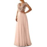 Women Christmas Cocktail Wedding Foraml Dresses Party Dress Sequin Solid Color Short Sleeve ...