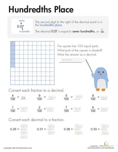 Hundredths Place Practice Interactive Worksheet – Edform