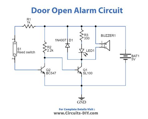 Door Open Alarm Circuit using Reed switch