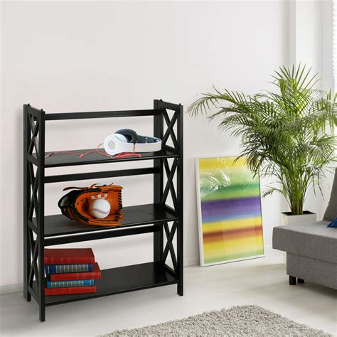 Montego 3-Shelf Folding Bookcase -Black - Walmart.com - Walmart.com