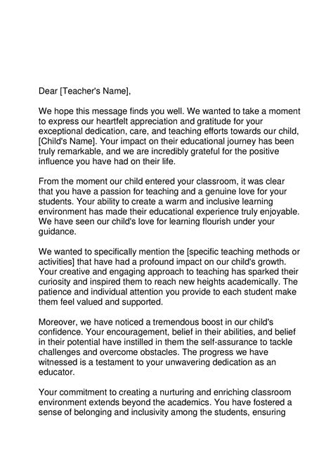 Thank You Messages for Teachers from Parents | Forms - Docs - 2023