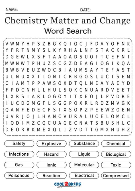 Printable Chemistry Word Search - Cool2bKids