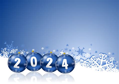 New Year 2024 Illustration With Christmas Balls And Snowflakes On Blue Background Winter Concept ...