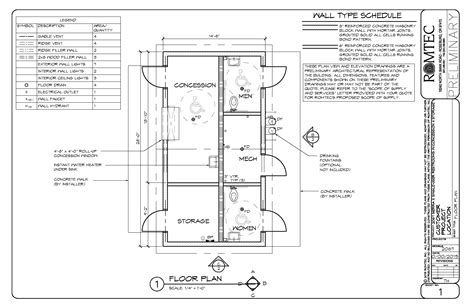 Floor Plan of Large Concession Stand with ADA Restrooms | Mechanical room, Concession stand ...