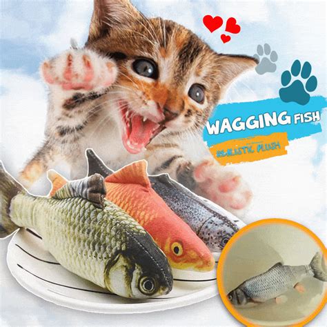 Cat Wagging Fish Realistic Plush - This simulation fish toy looks real and natural, it comes ...