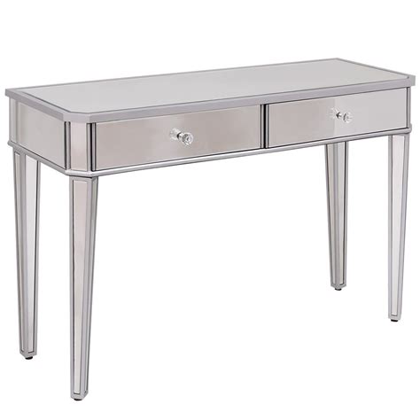 2 Drawer Silver Glass Mirrored Vanity Table