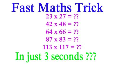 FAST MATH TRICK I TRICK - 3 I MULTIPLICATION OF ANY TWO DIGIT NUMBERS I SIMPLE TRICK - YouTube