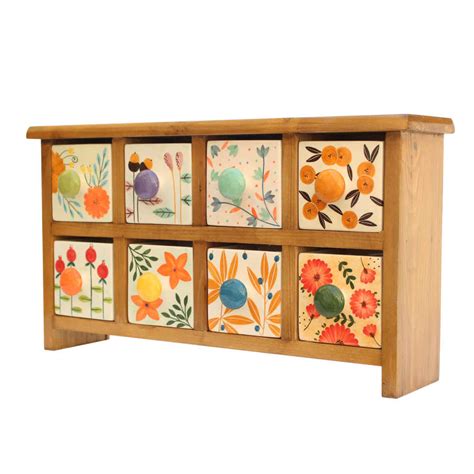 Wooden Storage Chest with 1 Ceramic Drawers - ShopiPersia