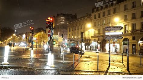 Typical Street View In Paris By Night Stock video footage | 9117370