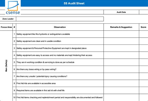 5s Audit Sheet In 2020 Lean Manufacturing Audit Industrial Engineering ...