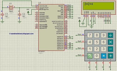 PIC16f877 based simple calculator schematic | Simple calculator, Electronic circuit design ...