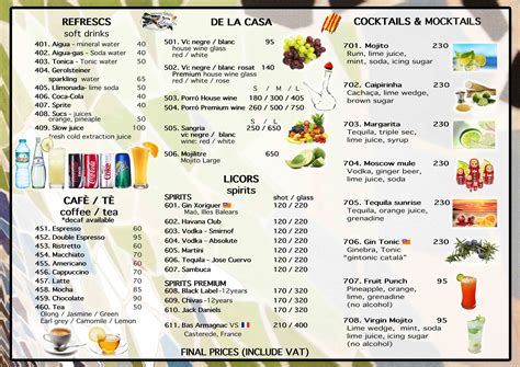 Menu – Catalan Cuisine – Barcelona Gaudí Restaurant