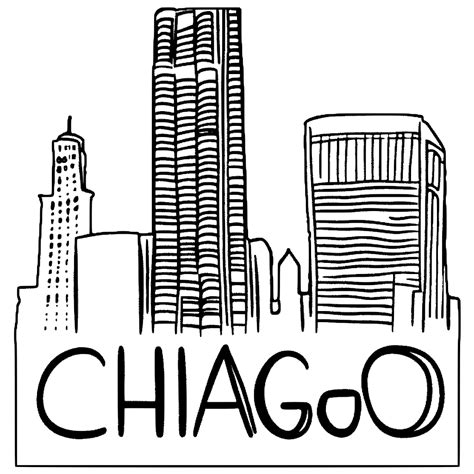 Chicago Skyline Coloring Page · Creative Fabrica