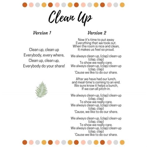 Clean Up Song Printable Lyrics, Origins, and Video