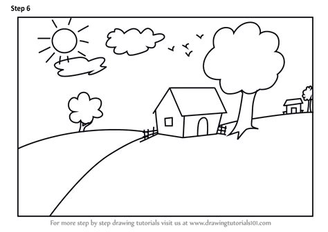 Easy House Scenery Drawing for Kids