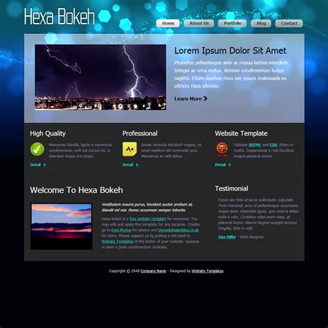 Hexa Bokeh - Free HTML CSS Templates