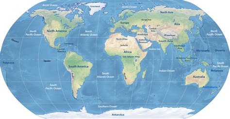 World Map Showing Seas - Cherey Benedicta