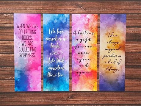 Watercolor Bookmarks Printable Bookish Bookmarks Book Quote | Etsy | Watercolor bookmarks ...