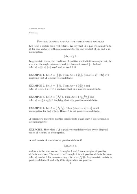 Example of Positive Definite Matrix - DocsLib