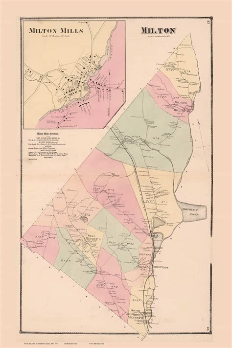 Milton Town and Milton Mills Village, New Hampshire 1871 Old Town Map ...